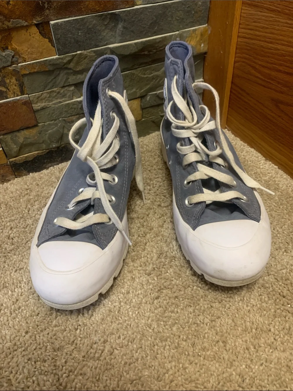 Converse 7 Blue High-Top Sneakers with White Toe